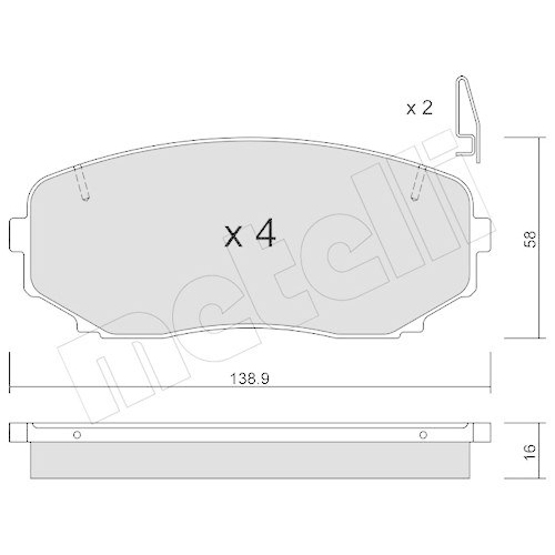 Bremsbelagsatz Scheibenbremse Metelli 22-0872-1 für Mitsubishi Vorderachse