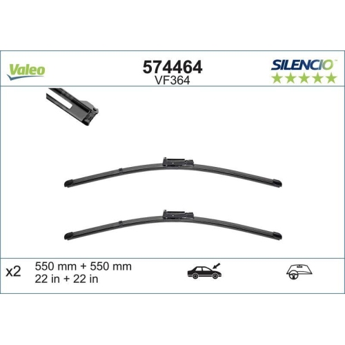 Wischblatt Valeo 574464 Silencio Flat Blade Set f&uuml;r Audi Audi (faw) Vorne