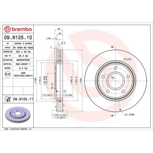 2X Brembo Bremsscheibe Prime Line - Uv Coated f&uuml;r Chrysler Dodge Fiat VW