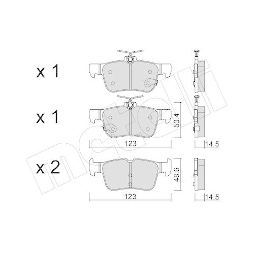 Bremsbelagsatz Scheibenbremse Metelli 22-1040-1 f&uuml;r Ford Hinterachse