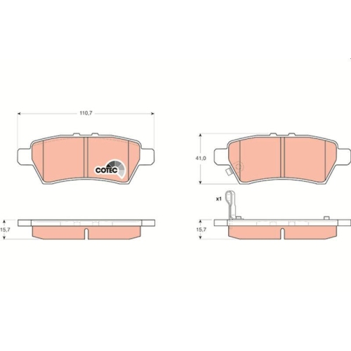 Bremsbelagsatz Scheibenbremse Trw GDB3405 Cotec f&uuml;r Nissan Hinterachse