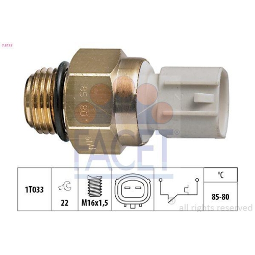 Temperature Switch Radiator Fan Facet 7.5173 Made In Italy - Oe Equivalent for