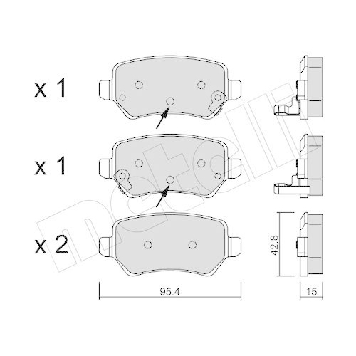Brake Pad Set Disc Brake Metelli 22-0542-2 for Kia Rear Axle