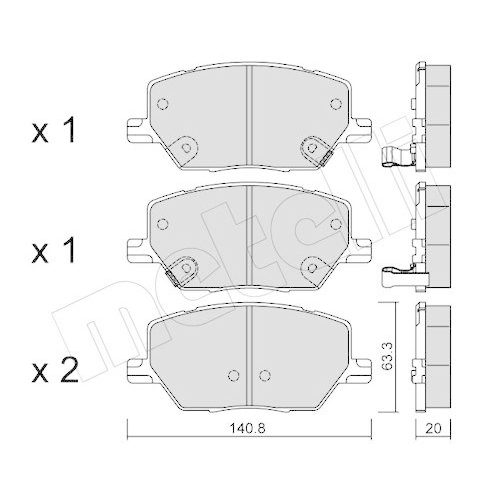 Bremsbelagsatz Scheibenbremse Metelli 22-1001-0 für Fiat Jeep Vorderachse