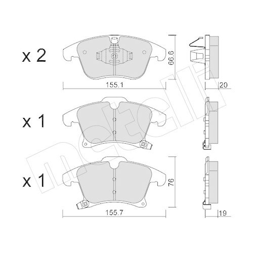 Bremsbelagsatz Scheibenbremse Metelli 22-1039-0 f&uuml;r Ford Vorderachse