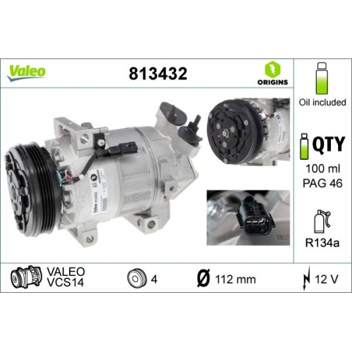 Kompressor Klimaanlage Valeo 813432 Valeo Origins New für Renault Dacia