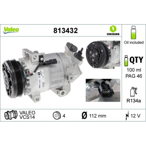 Kompressor Klimaanlage Valeo 813432 Valeo Origins New Oe Technologie für Renault