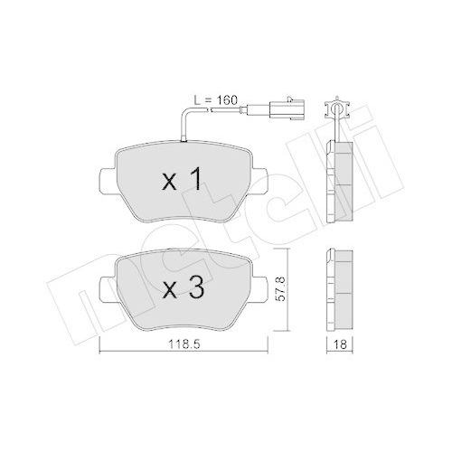 Brake Pad Set Disc Brake Metelli 22-1204-0 for Maserati Rear Axle