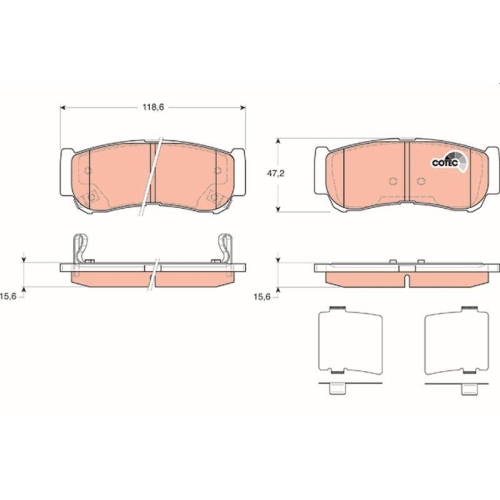 Bremsbelagsatz Scheibenbremse Trw GDB3419 Cotec f&uuml;r Hyundai Hinterachse