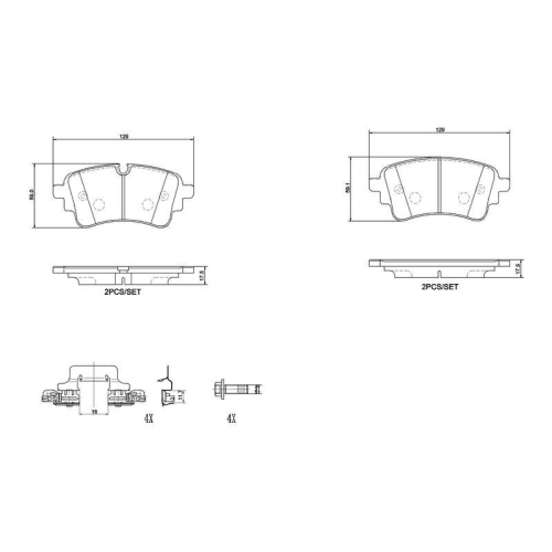 Bremsbelagsatz Scheibenbremse Brembo P85186 Prime Line f&uuml;r Audi Hinterachse