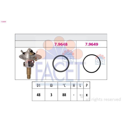 Thermostat K&uuml;hlmittel Facet 7.8609 Made In Italy - Oe Equivalent f&uuml;r