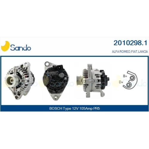 Generator Sando 2010298.1 f&uuml;r Alfa Romeo Fiat F&uuml;r Fahrzeuge Mit Klimaanlage