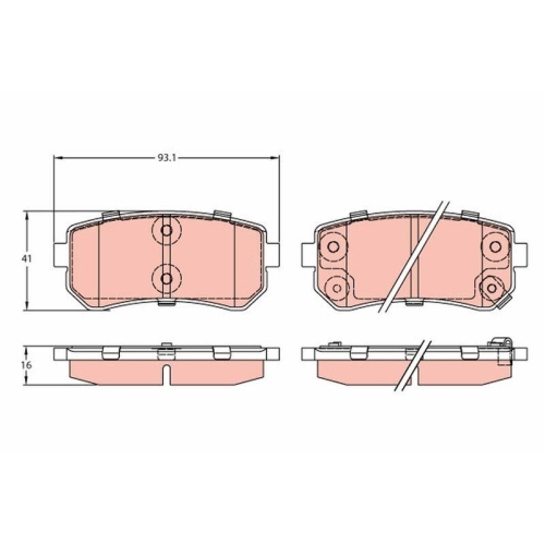 Bremsbelagsatz Scheibenbremse Trw GDB3421 Cotec f&uuml;r Hyundai Kia Alfa Romeo Fiat