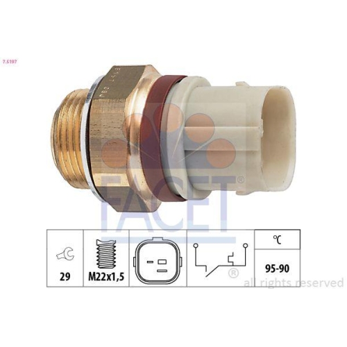 Temperaturschalter K&uuml;hlerl&uuml;fter Facet 7.5197 Made In Italy - Oe Equivalent f&uuml;r