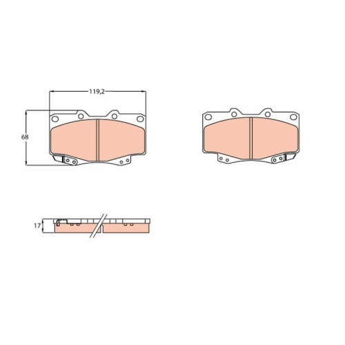 Bremsbelagsatz Scheibenbremse Trw GDB3428 Cotec f&uuml;r Toyota Vorderachse