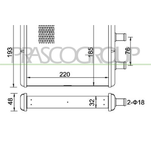 W&auml;rmetauscher Innenraumheizung Prasco FT927H001 Prascoselection f&uuml;r Fiat