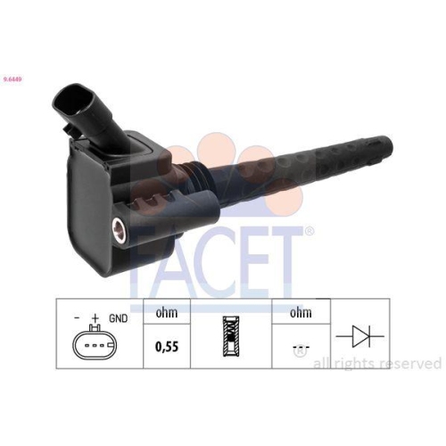 Z&uuml;ndspule Facet 9.6449 Oe Equivalent f&uuml;r Alfa Romeo Chrysler Fiat Lancia Jeep