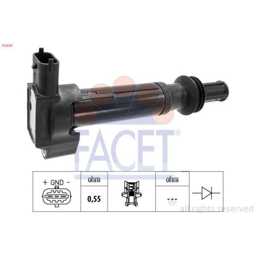 Z&uuml;ndspule Facet 9.6520 Oe Equivalent f&uuml;r Citro&euml;n Opel Peugeot Vauxhall