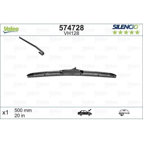 Wischblatt Valeo 574728 Silencio Hybrid Single für Honda Toyota Kia Lexus