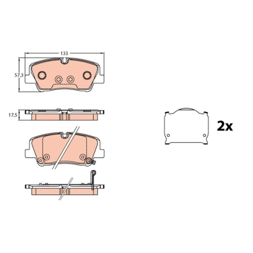 Bremsbelagsatz Scheibenbremse Trw GDB3646 f&uuml;r Hyundai Hinterachse
