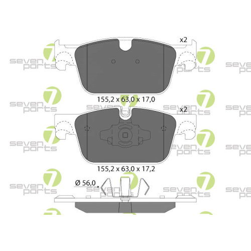 Bremsbelagsatz Scheibenbremse 7 Seven Parts SVP29560 f&uuml;r Volvo 1. Vorderachse
