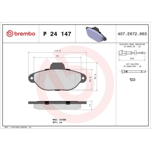 Bremsbelagsatz Scheibenbremse Brembo P24147 Prime Line für Fiat Ford Vorderachse