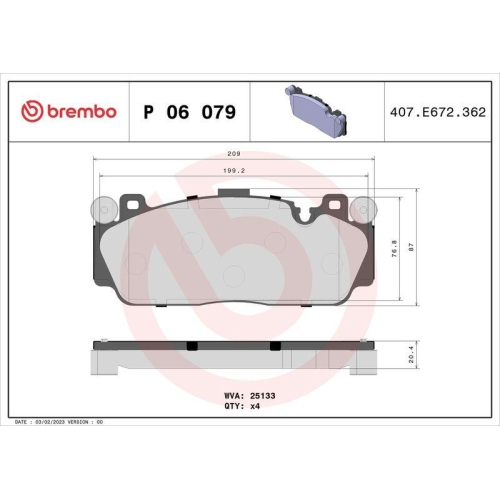 Bremsbelagsatz Scheibenbremse Brembo P06079 Prime Line für Bmw Vorderachse