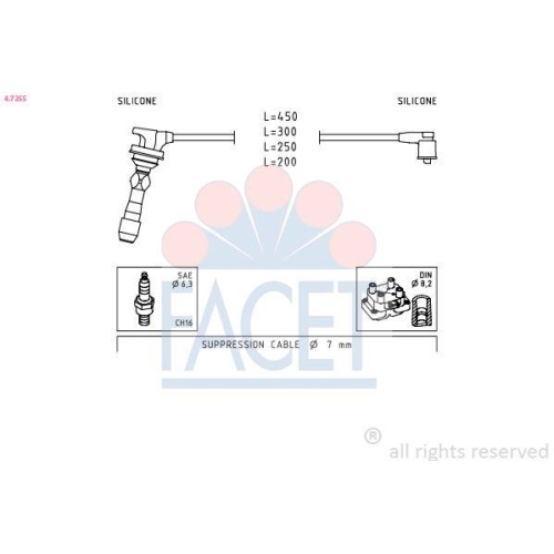 Z&uuml;ndleitungssatz Facet 4.7255 Made In Italy - Oe Equivalent f&uuml;r Hyundai