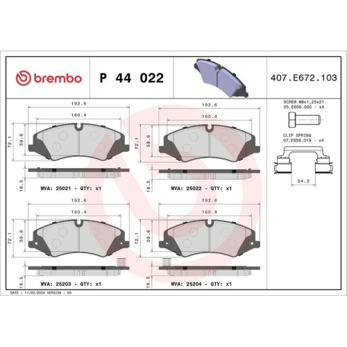 Bremsbelagsatz Scheibenbremse Brembo P44022 Prime Line f&uuml;r Land Rover