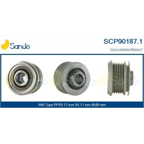 Riemenscheibe Generator Sando SCP90187.1 f&uuml;r Mitsubishi Renault Ika