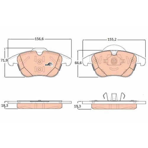Bremsbelagsatz Scheibenbremse Trw GDB1925 Cotec f&uuml;r Land Rover Vorderachse