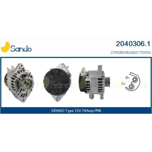 Generator Sando 2040306.1 f&uuml;r Toyota Citro&euml;n/peugeot
