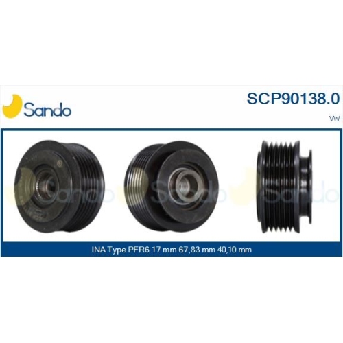 Riemenscheibe Generator Sando SCP90138.0 f&uuml;r Vag Ika
