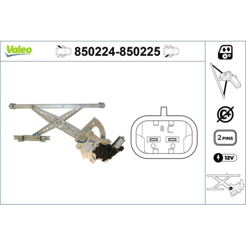 Fensterheber Valeo 850224 f&uuml;r Fiat Lancia Hinten Links