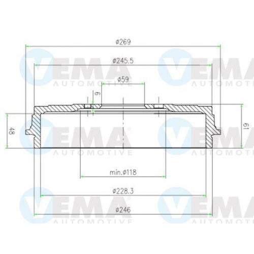 Bremstrommel Vema 801501 für Alfa Romeo Fiat Alfarome/fiat/lanci Hinterachse