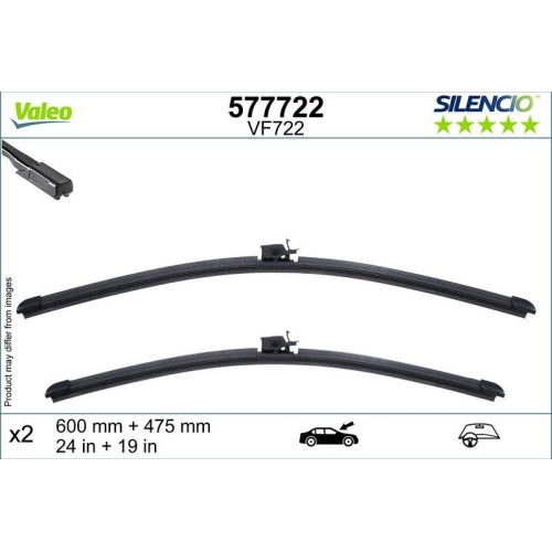 Wiper Blade Valeo 577722 Silencio Flat Blade Set for Mercedes Benz Mercedes Benz
