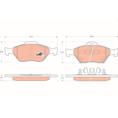 Bremsbelagsatz Scheibenbremse Trw GDB3457 Cotec f&uuml;r Toyota Daihatsu Vorderachse