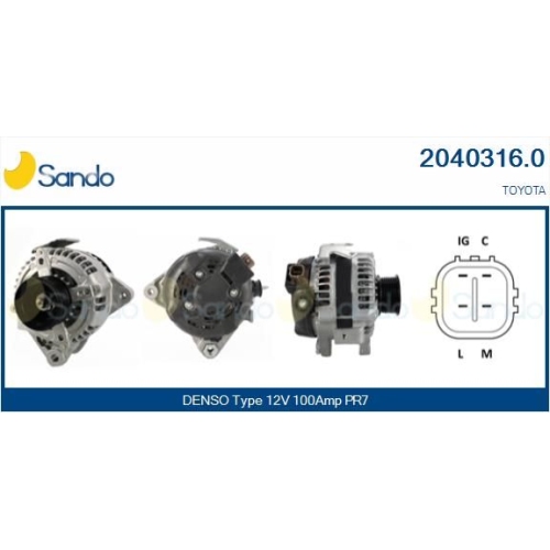 Generator Sando 2040316.0 f&uuml;r Toyota