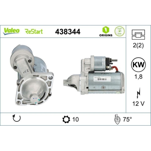 Starter Valeo 438344 Valeo Origins New Stop&start Oe Technologie f&uuml;r Alfa Romeo