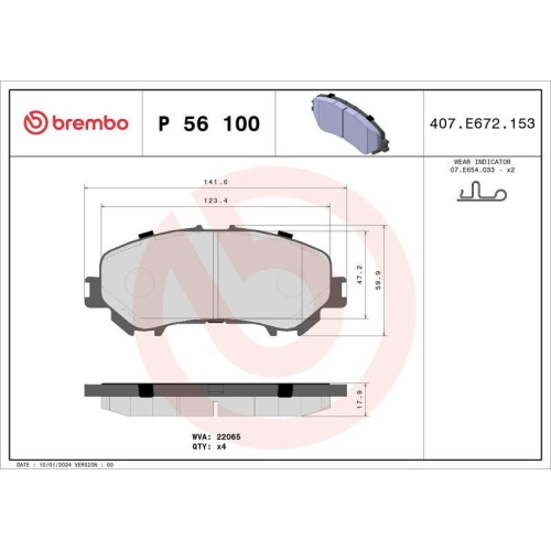 Bremsbelagsatz Scheibenbremse Brembo P56100 Prime Line für Nissan Renault