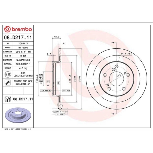 2X Brembo Bremsscheibe Hinterachse Prime Line - Uv Coated f&uuml;r Honda