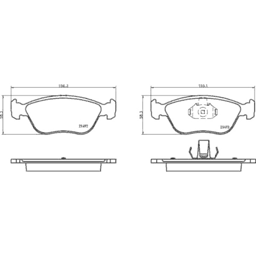 Bremsbelagsatz Scheibenbremse Hella 8DB 355 032-971 f&uuml;r Volvo Vorderachse