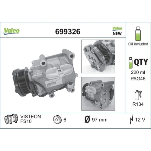 Kompressor Klimaanlage Valeo 699326 Valeo Core-flex f&uuml;r Ford Scania Ford Usa