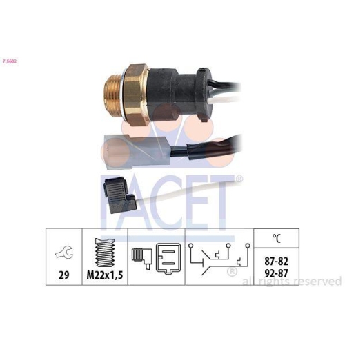 Temperaturschalter K&uuml;hlerl&uuml;fter Facet 7.5602 Made In Italy - Oe Equivalent f&uuml;r