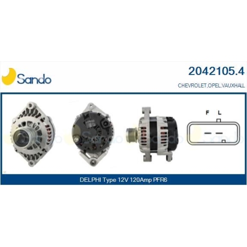Generator Sando 2042105.4 f&uuml;r Opel Chevrolet General Motors