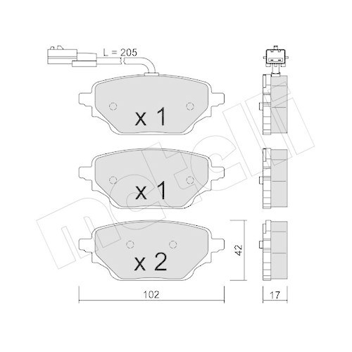Bremsbelagsatz Scheibenbremse Metelli 22-1352-1 f&uuml;r Mercedes Benz Mercedes Benz