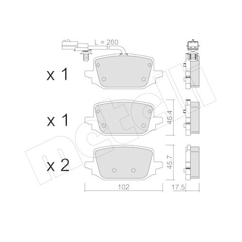 Bremsbelagsatz Scheibenbremse Metelli 22-1366-1 f&uuml;r Mercedes Benz Mercedes Benz