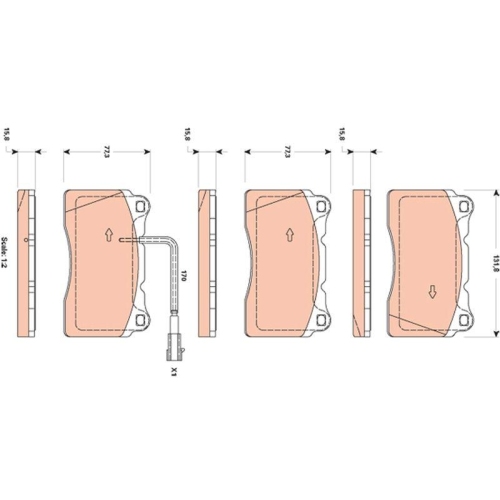 Bremsbelagsatz Scheibenbremse Trw GDB1871 f&uuml;r Alfa Romeo Fiat Lancia Maserati