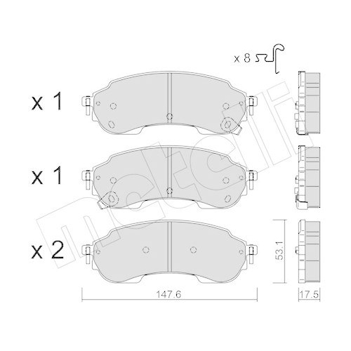 Bremsbelagsatz Scheibenbremse Metelli 22-1375-0 f&uuml;r Ford Hinterachse