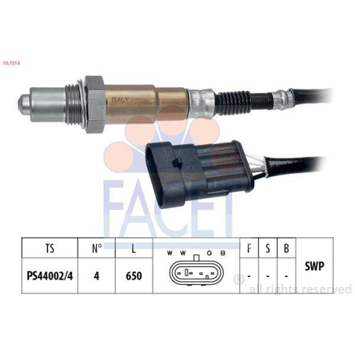 Lambdasonde Facet 10.7214 Made In Italy - Oe Equivalent f&uuml;r Fiat Lancia